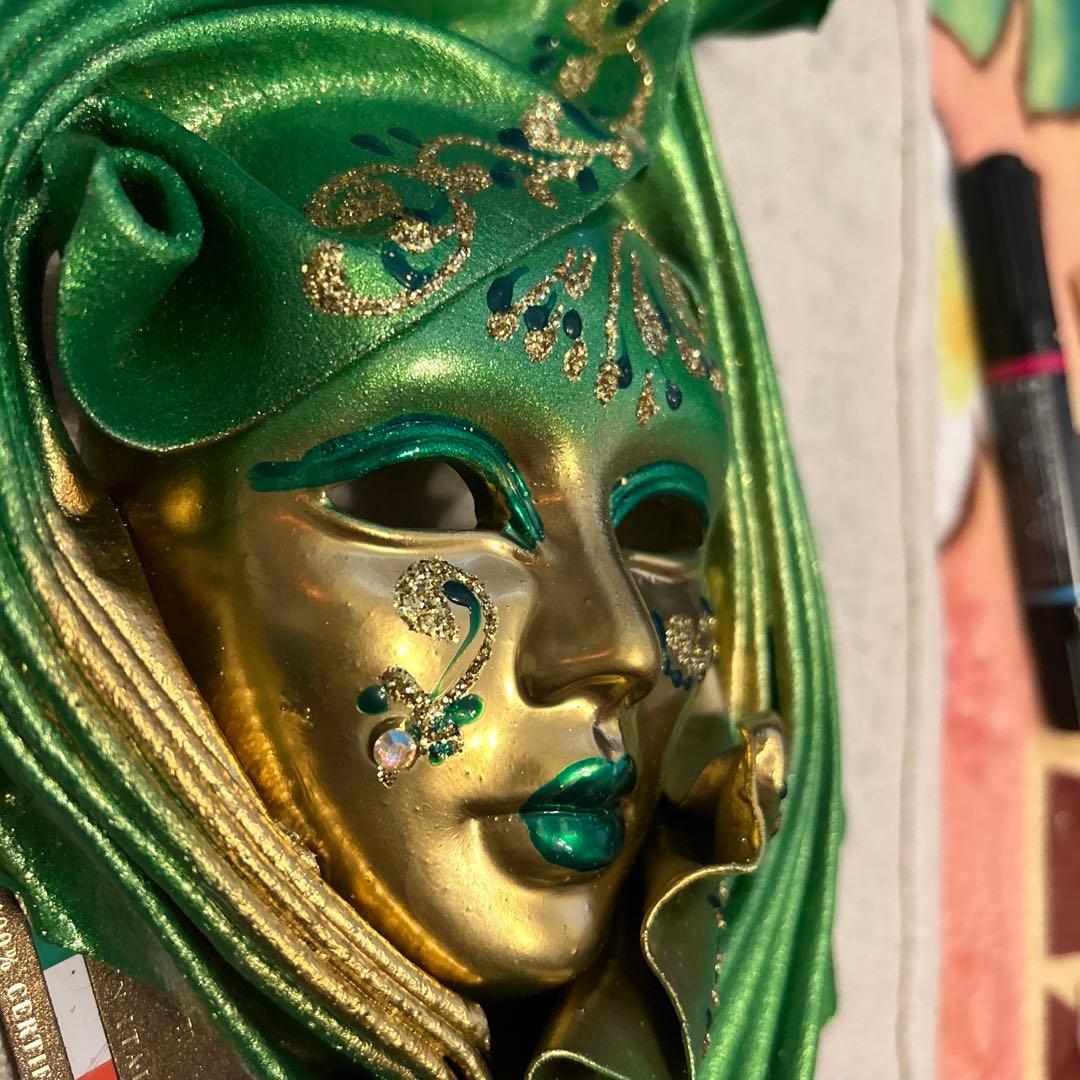 ムラーノ製　ベネチアングラス高級イタリア 壁飾り ベネチアンマスク