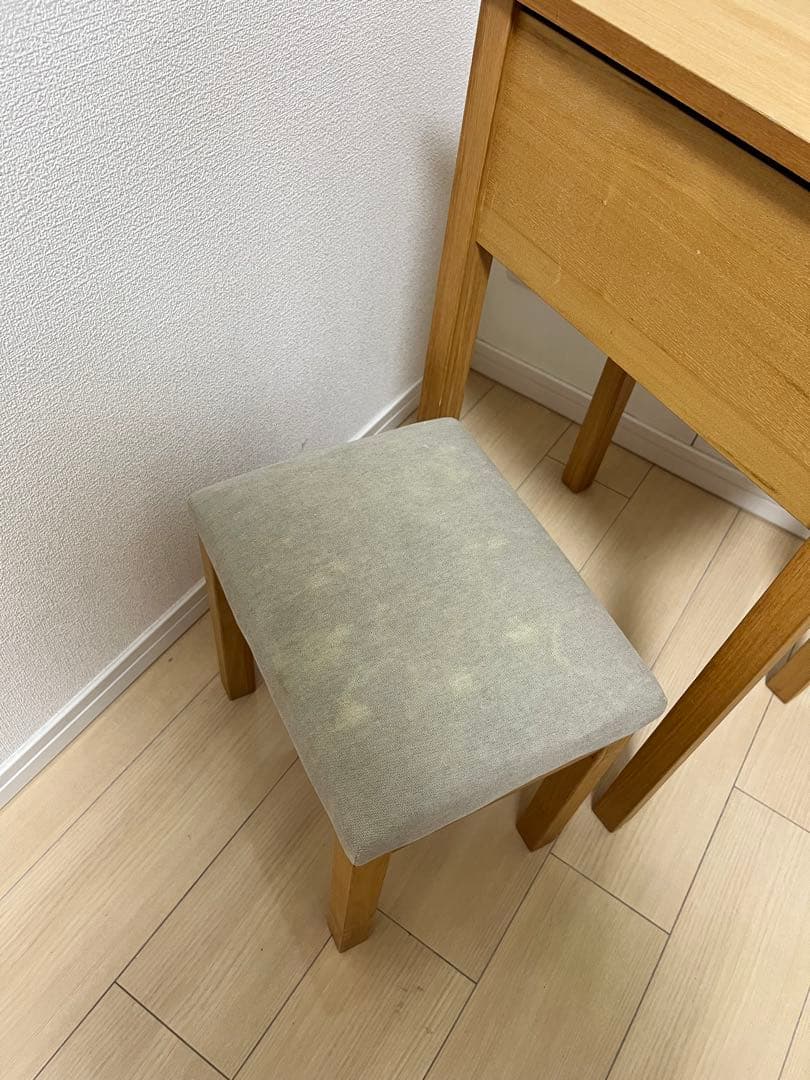 【廃盤 希少】無印良品　タモ材 木製ドレッサー スツール付