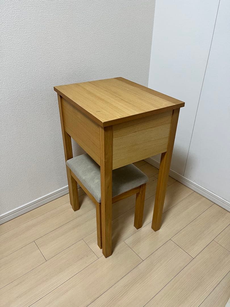 【廃盤 希少】無印良品　タモ材 木製ドレッサー スツール付