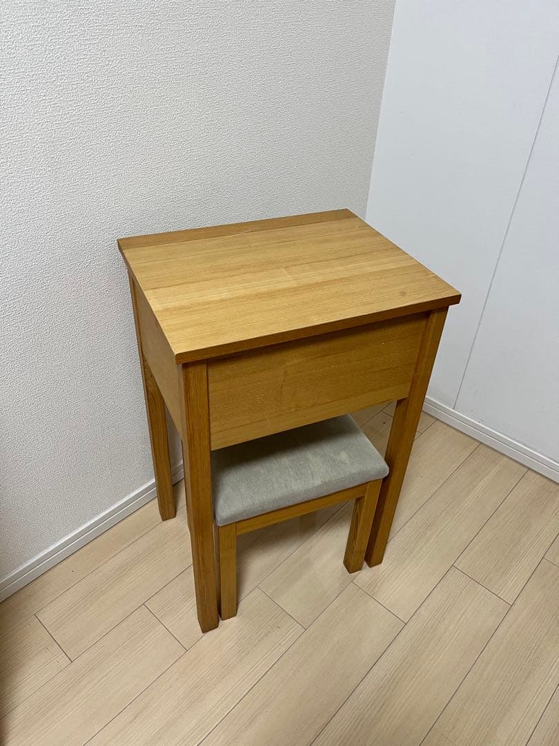 【廃盤 希少】無印良品　タモ材 木製ドレッサー スツール付