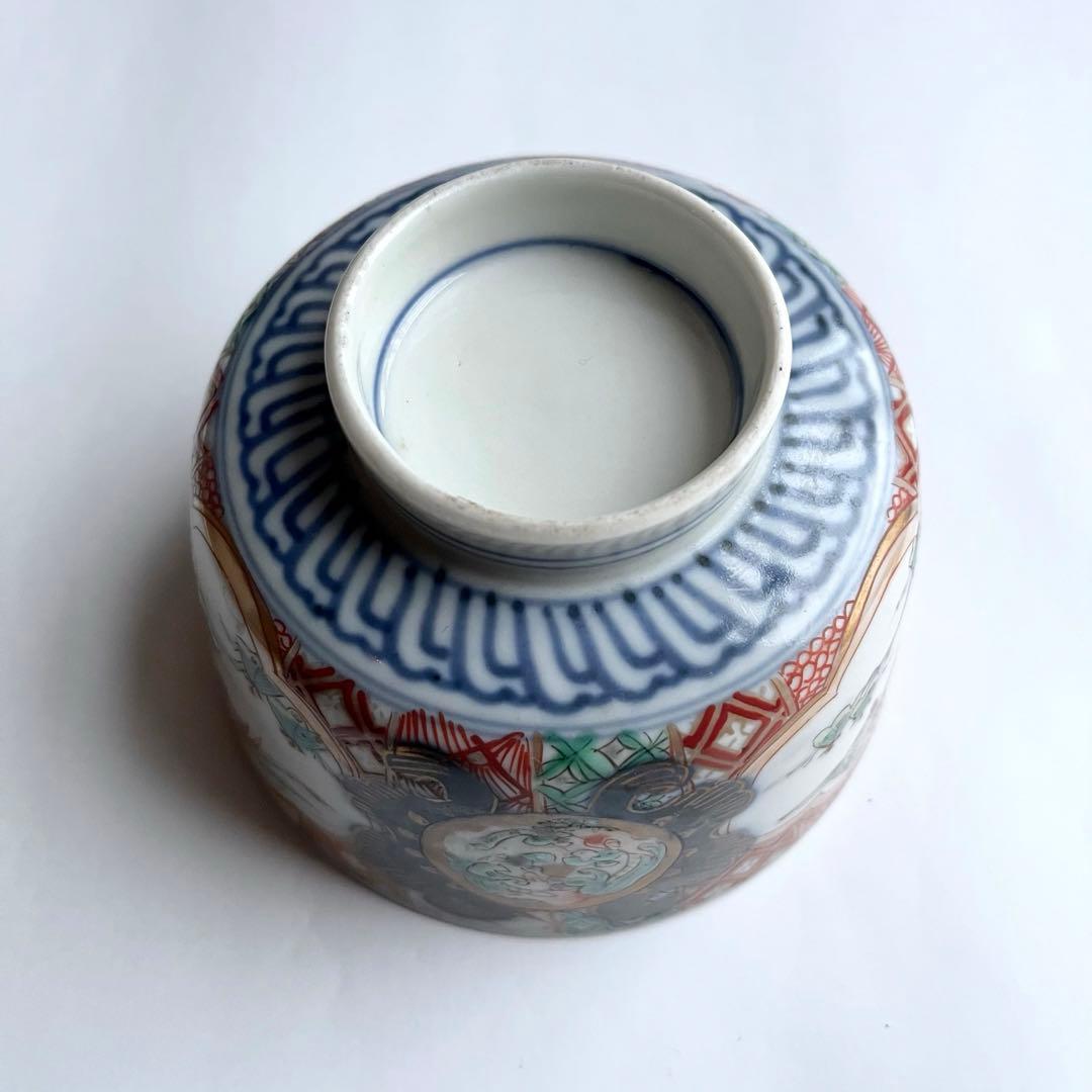 伊万里　染錦　龍鳳凰文　蓋付茶碗　5客揃