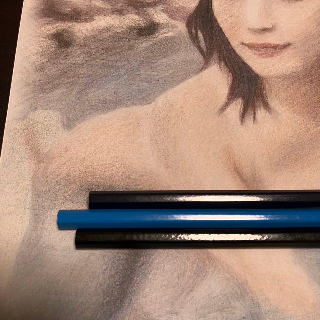 女優画⑦額装品　額縁寸法32.7㎝×24.0㎝×1.5㎝　色鉛筆画　定款付