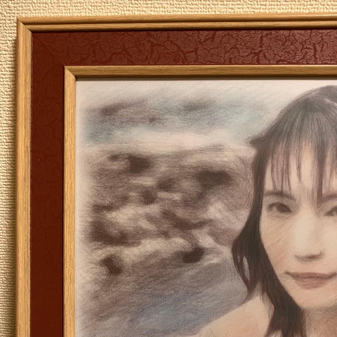 女優画⑦額装品　額縁寸法32.7㎝×24.0㎝×1.5㎝　色鉛筆画　定款付