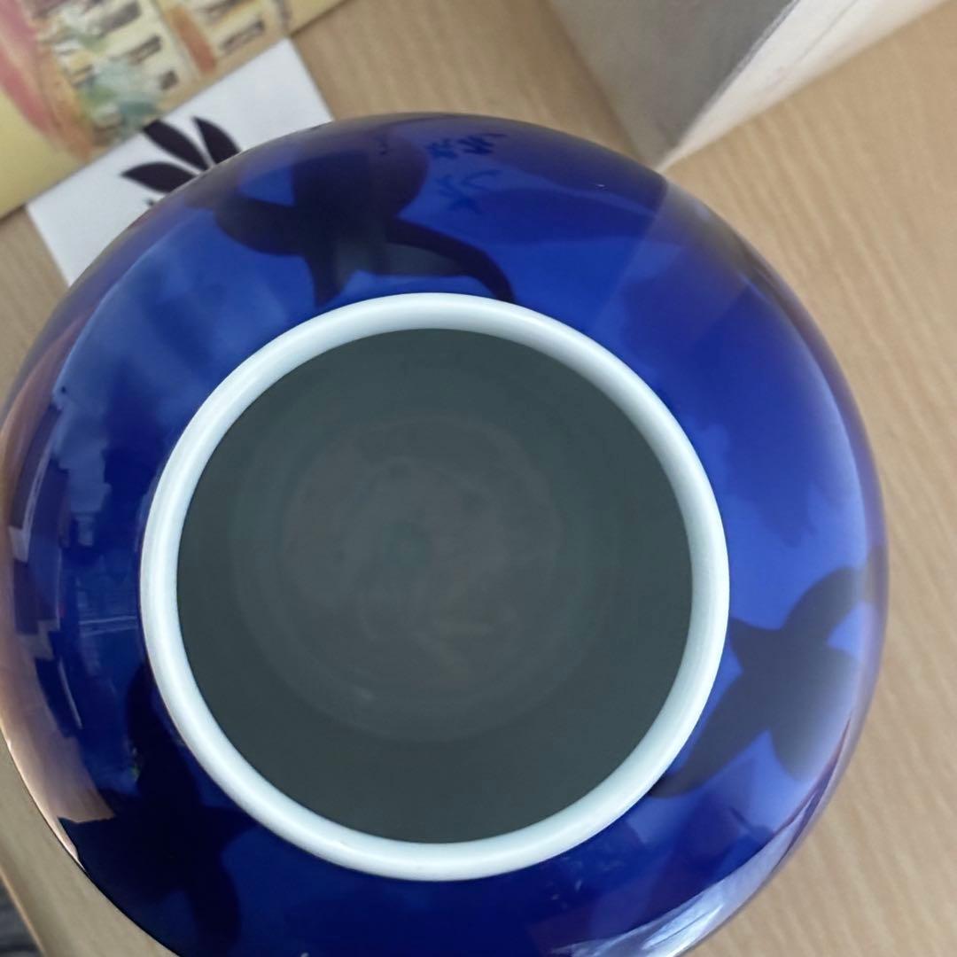 未使用　有田焼 香蘭社 染カトレア　花瓶 花器 フラワーベース　花びん　花台付