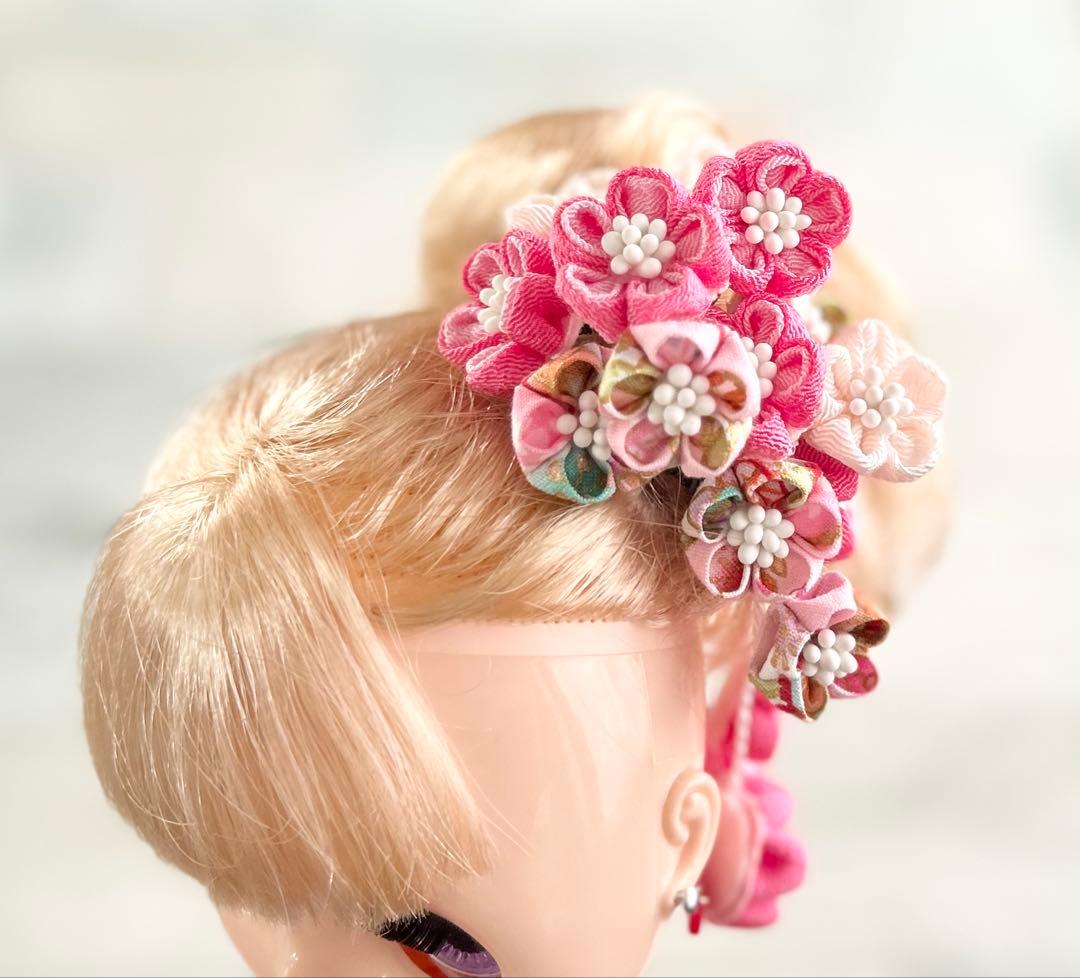 【ハンドメイド】お振袖とつまみ細工等の簪（5本）セット#ブライス#アイシードール