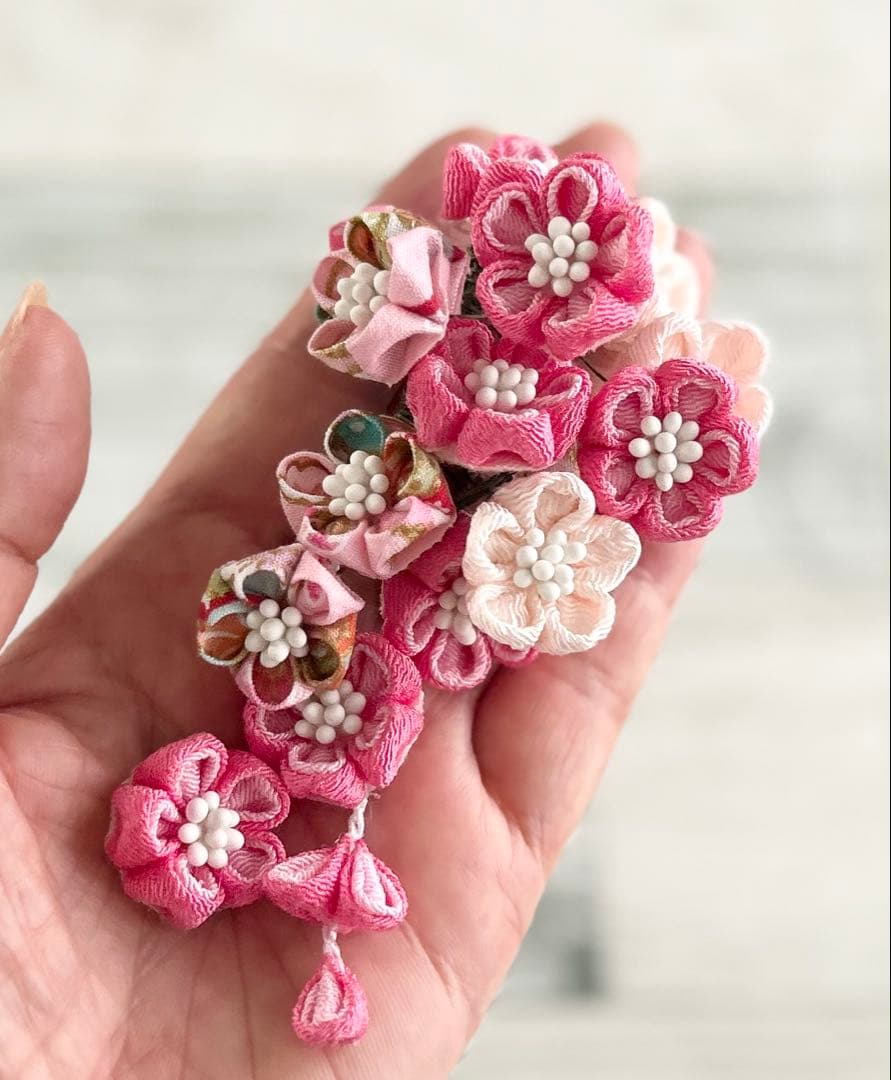 【ハンドメイド】お振袖とつまみ細工等の簪（5本）セット#ブライス#アイシードール