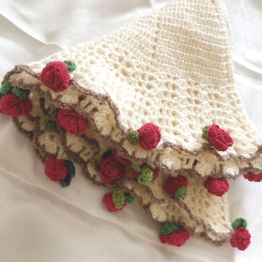 花束ブランケット ブーケブランケット フラワー 手編み ハンドメイド 79cm