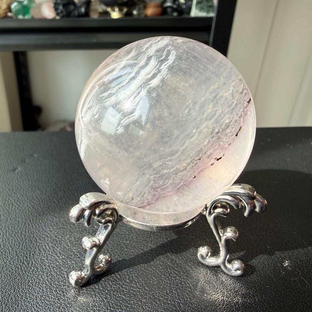 天然石 パイライト共生フローライトのスフィア　NO.020916