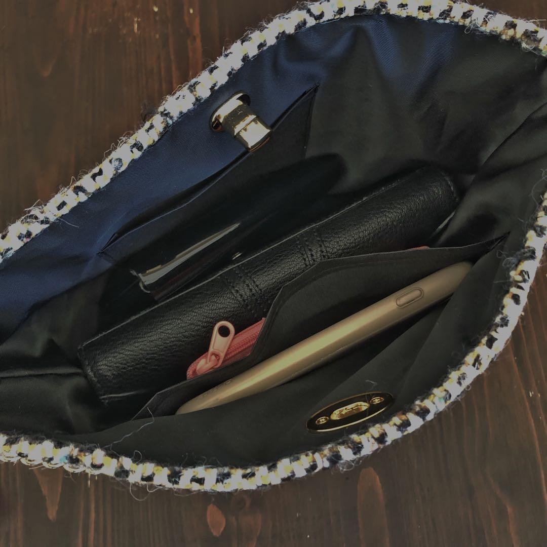 ツイードチェーンバッグ 中型　ハンドメイド