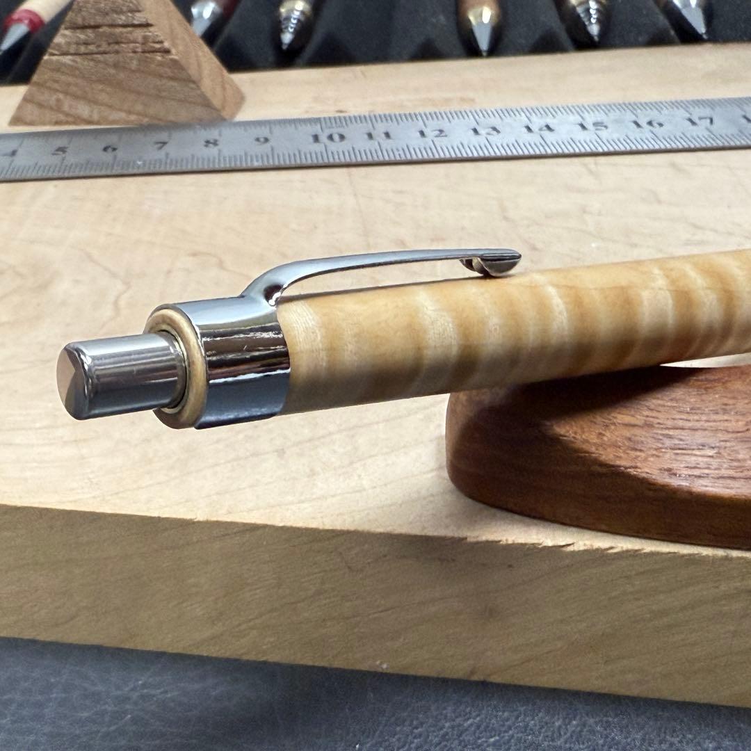 180栃虎杢　木製シャーペン　超低重心溝付き　ステンレス