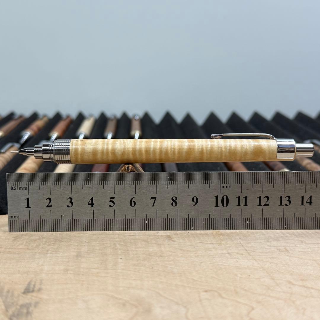 180栃虎杢　木製シャーペン　超低重心溝付き　ステンレス