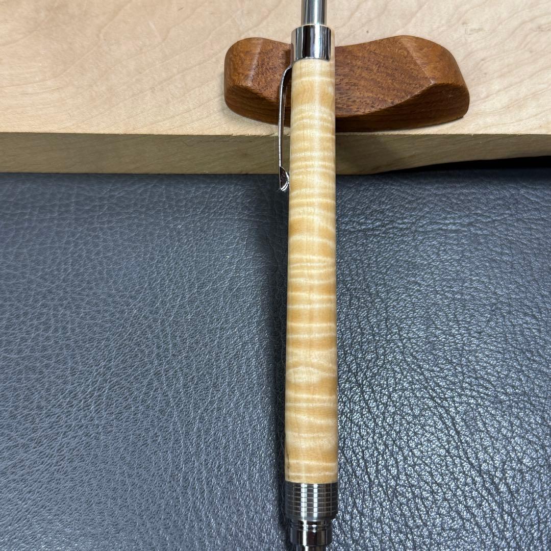 180栃虎杢　木製シャーペン　超低重心溝付き　ステンレス