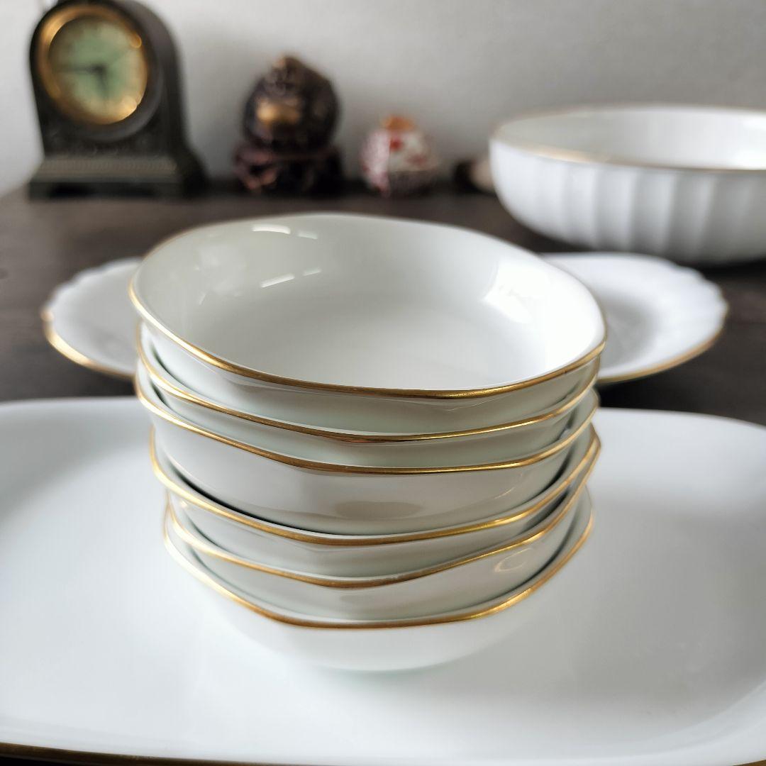 三菱石油　非売品記念品　大倉陶園　ピッチャー　小皿　ボウル鉢　オーバル長皿　金彩