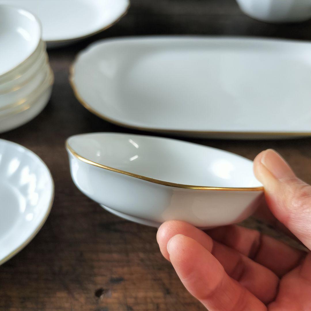 三菱石油　非売品記念品　大倉陶園　ピッチャー　小皿　ボウル鉢　オーバル長皿　金彩