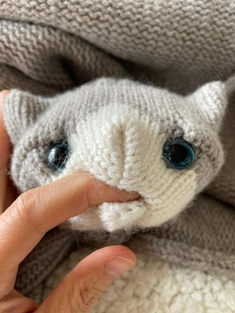 ウールマフラーハンドメードウール猫