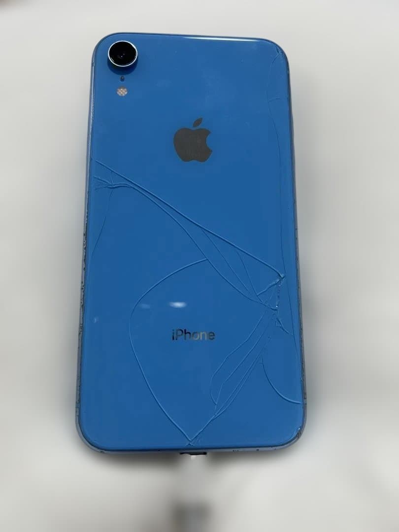 iPhone XR 64GB ブルー SIMロックなし 背面ヒビあり 動作確認済