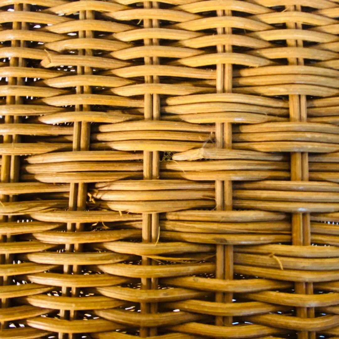 ラタン 籐 籠 蓋付 フタ 脚付 W45.5cm D29.5cm H49.5cm