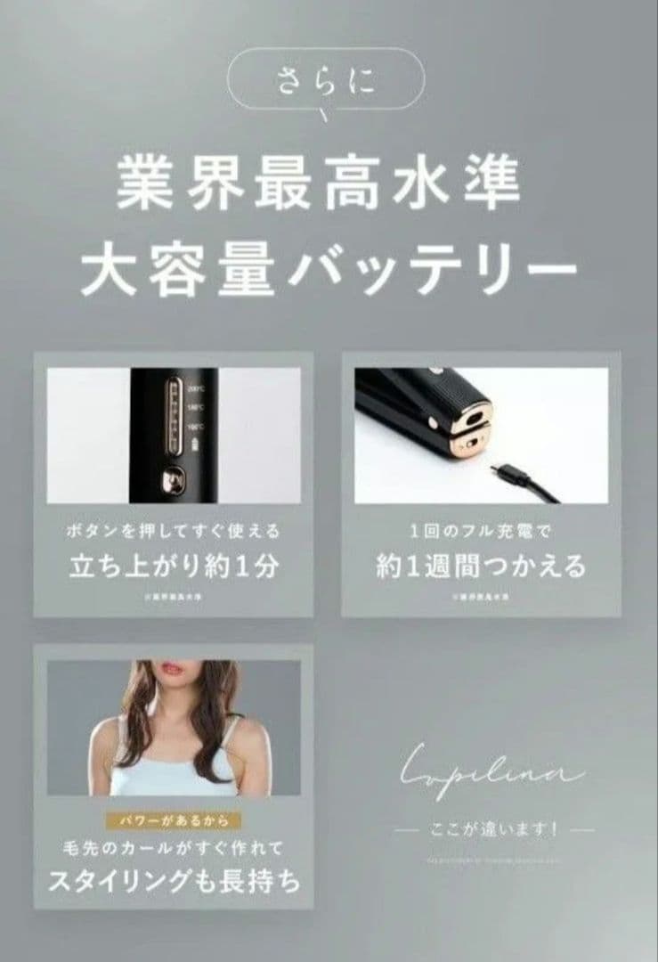新品未使用　ルピリーナ　コードレスヘアアイロン　ヘアアイロン　充電式　持ち運び