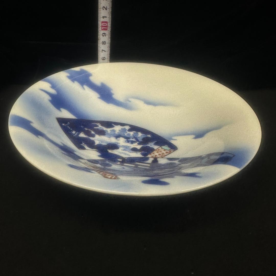 香籣社 色絵山水 皿 深器