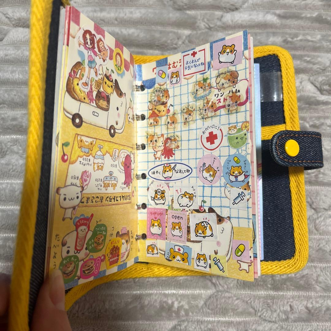平成レトロ　スマイリーシール手帳　ワンはむランチシール帳　デニム　スマイル