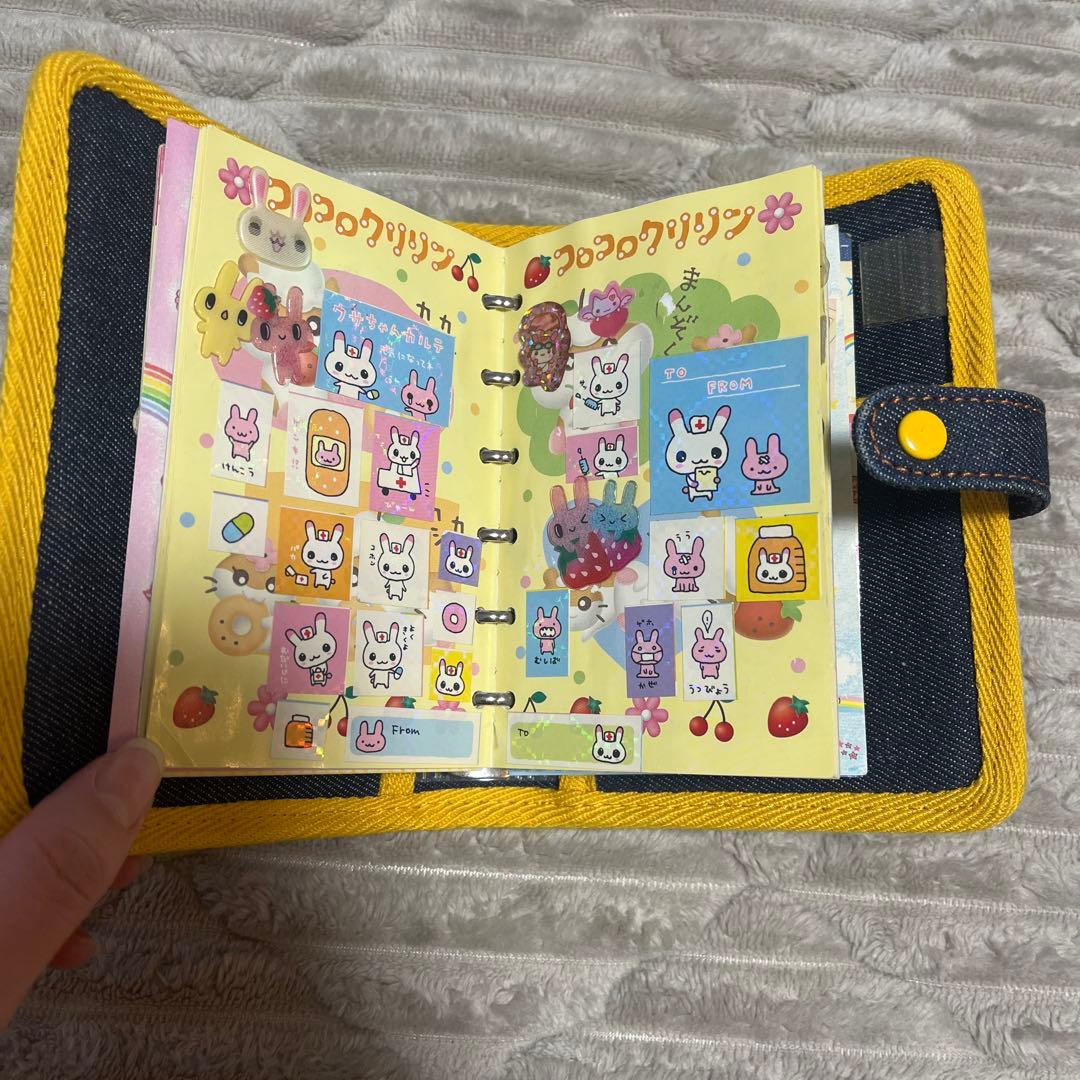 平成レトロ　スマイリーシール手帳　ワンはむランチシール帳　デニム　スマイル