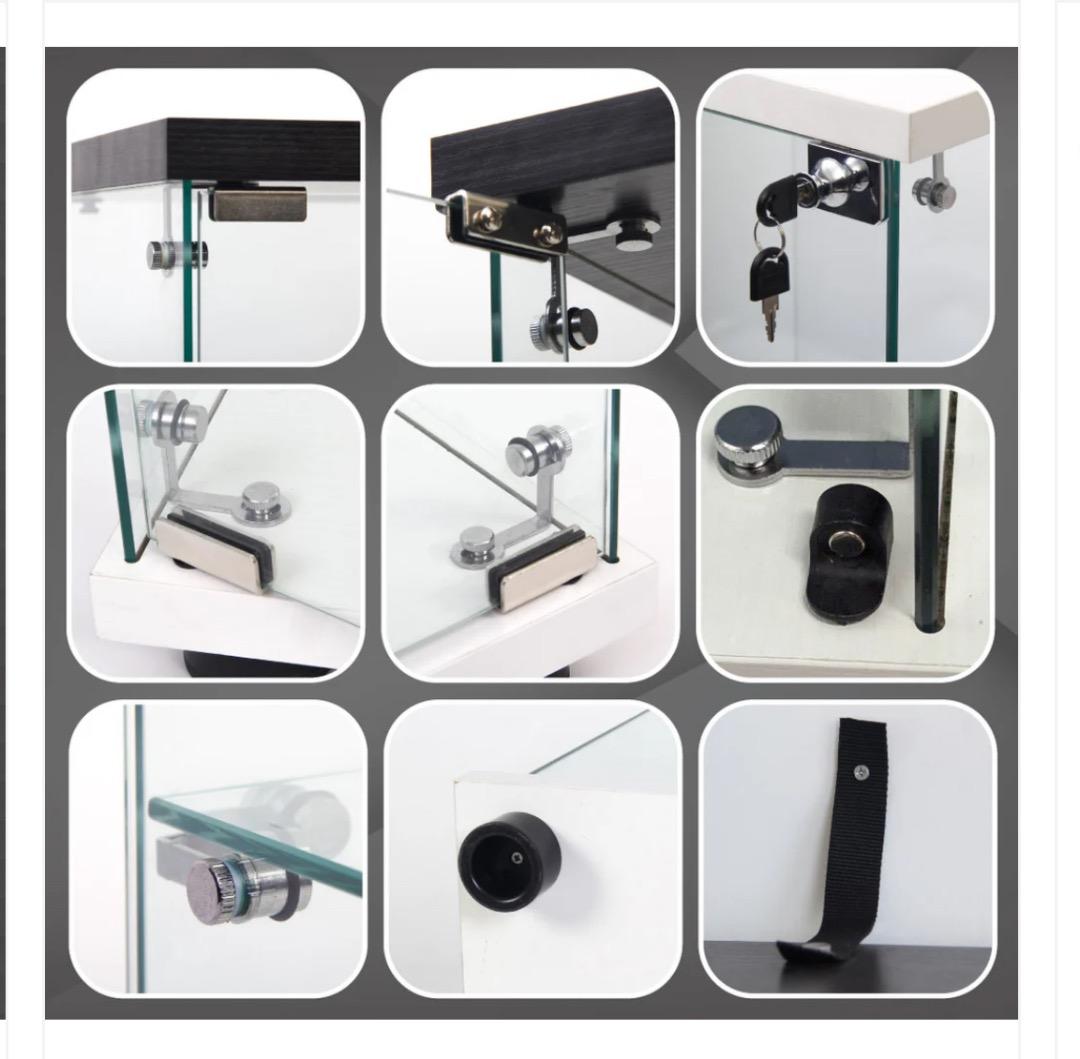 新品 両扉 ガラスケース 4段 強化ガラス ブラック フィギュア