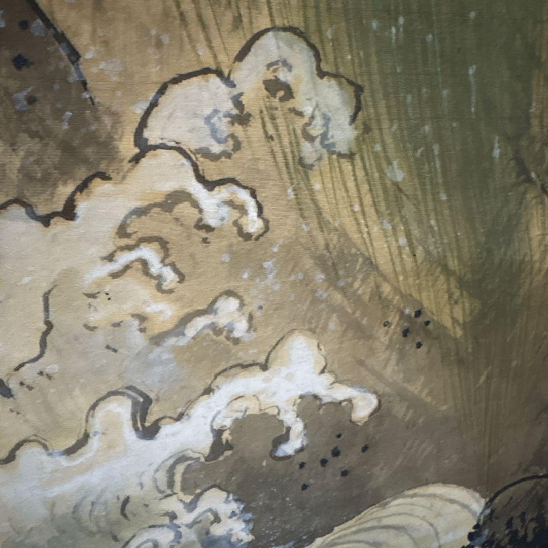 掛け軸　大倉廣寶　鶴　亀　草幅画　松　岩　骨董品　絵画　掛軸　大正ロマン　廣宝