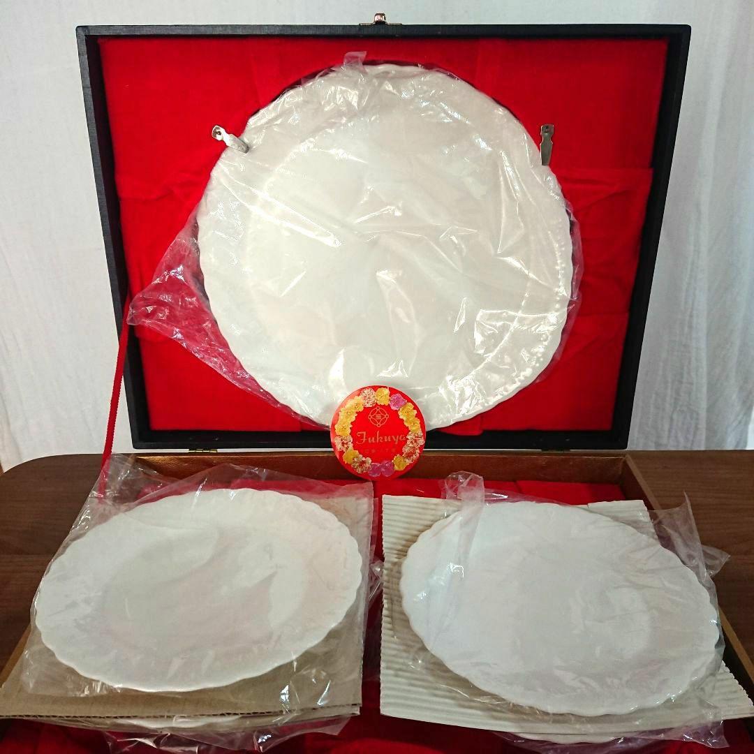 未使用 ナルミ シルキーホワイト ケーキセット プレート 白 昭和レトロ 花リム