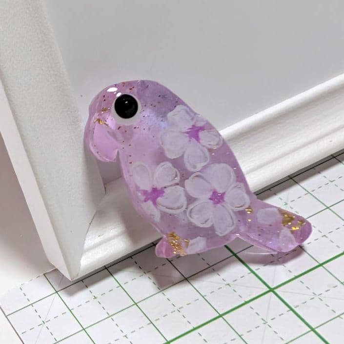 インコ　レジンヘアゴム　桜　グラデーション