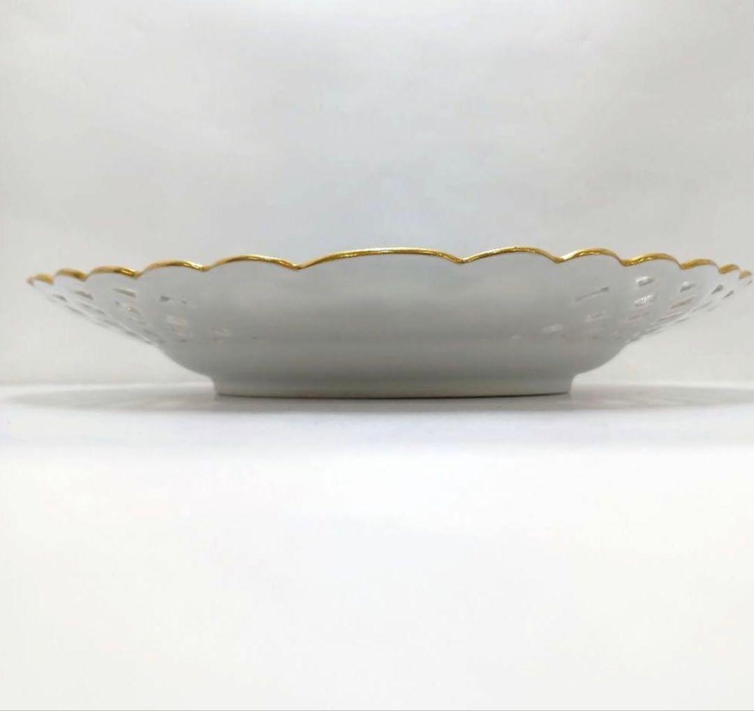 マイセン 古マイセン ブルーオニオン 金彩透かしプレート