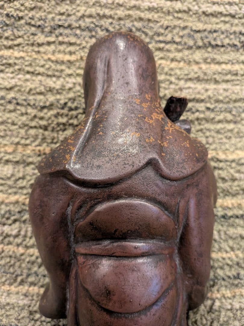 No.22.古備前巻物を持つ寿老人A15.備前焼の七福神・寿老人置物、美品、