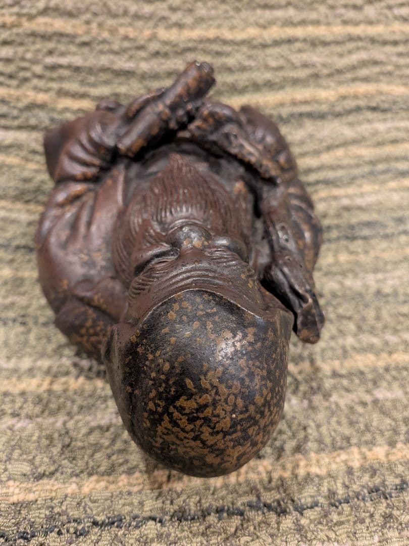 No.22.古備前巻物を持つ寿老人A15.備前焼の七福神・寿老人置物、美品、