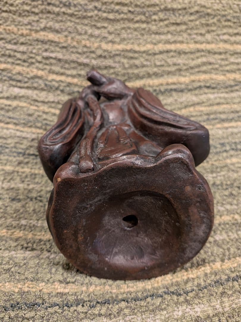 No.22.古備前巻物を持つ寿老人A15.備前焼の七福神・寿老人置物、美品、