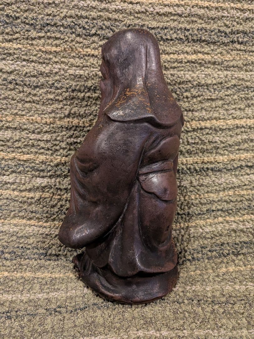 No.22.古備前巻物を持つ寿老人A15.備前焼の七福神・寿老人置物、美品、