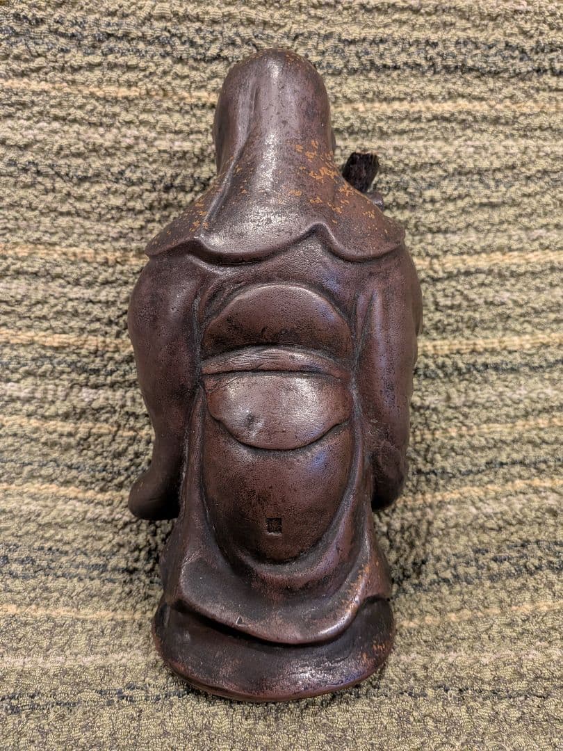 No.22.古備前巻物を持つ寿老人A15.備前焼の七福神・寿老人置物、美品、
