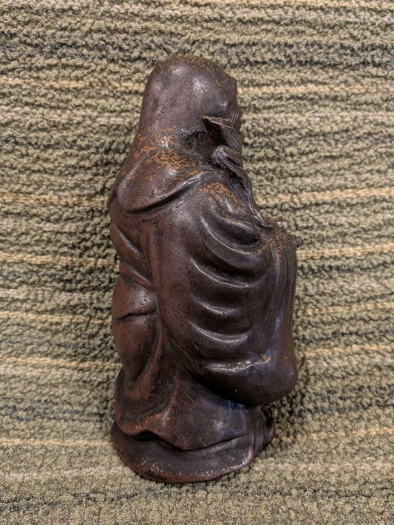 No.22.古備前巻物を持つ寿老人A15.備前焼の七福神・寿老人置物、美品、