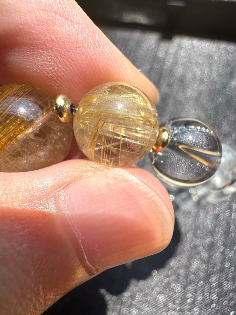 【AAAクラス】【14k】【破格】【ゴールドルチル】【染色無し本物】金運