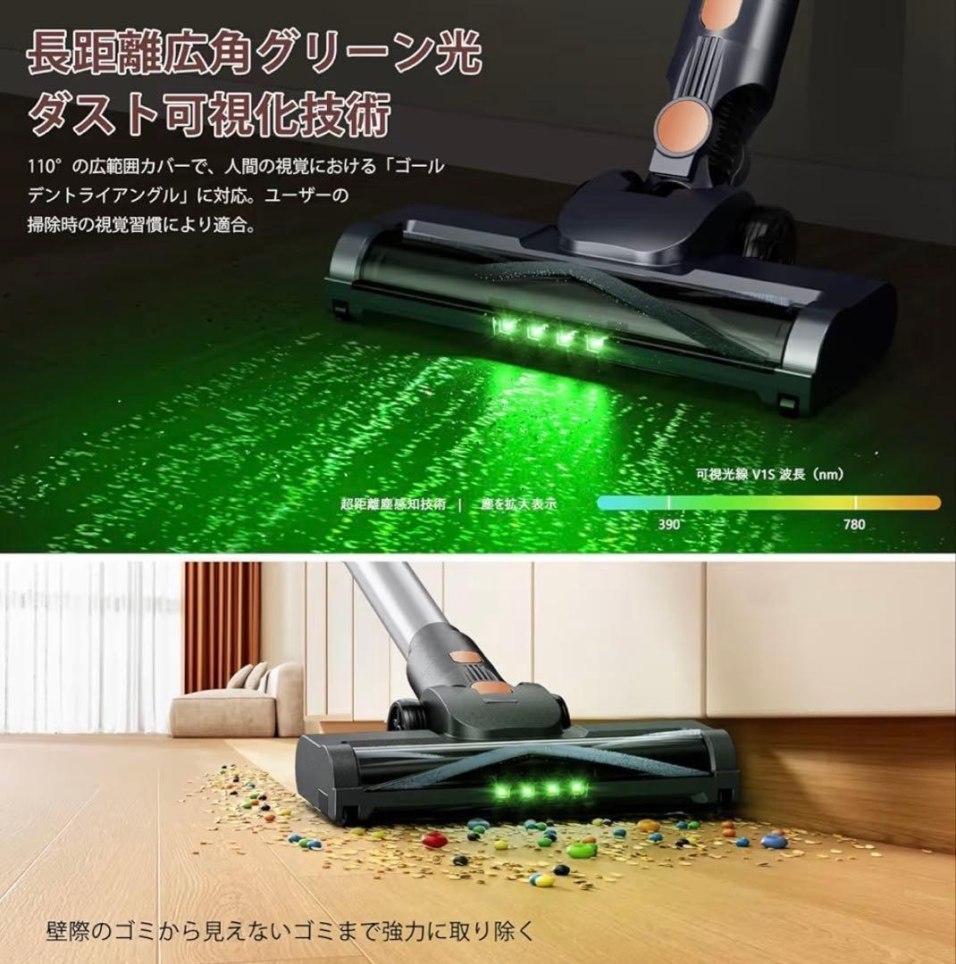 【新品未使用】 コードレス掃除機 70Kpa 550W 自立式 グリーンLED