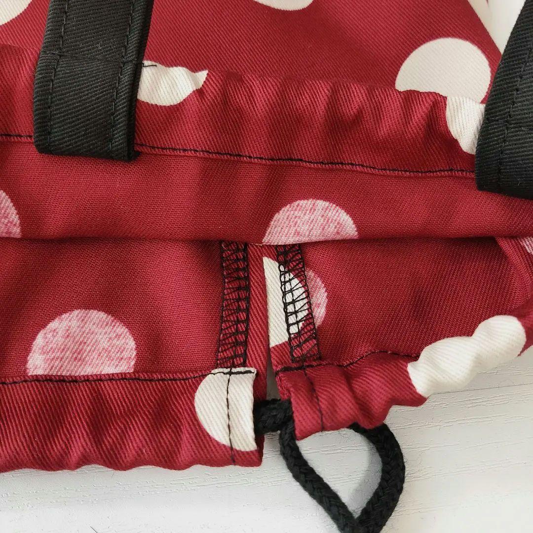 水玉フリル×赤×黒　レッスンバッグ　入園　入学