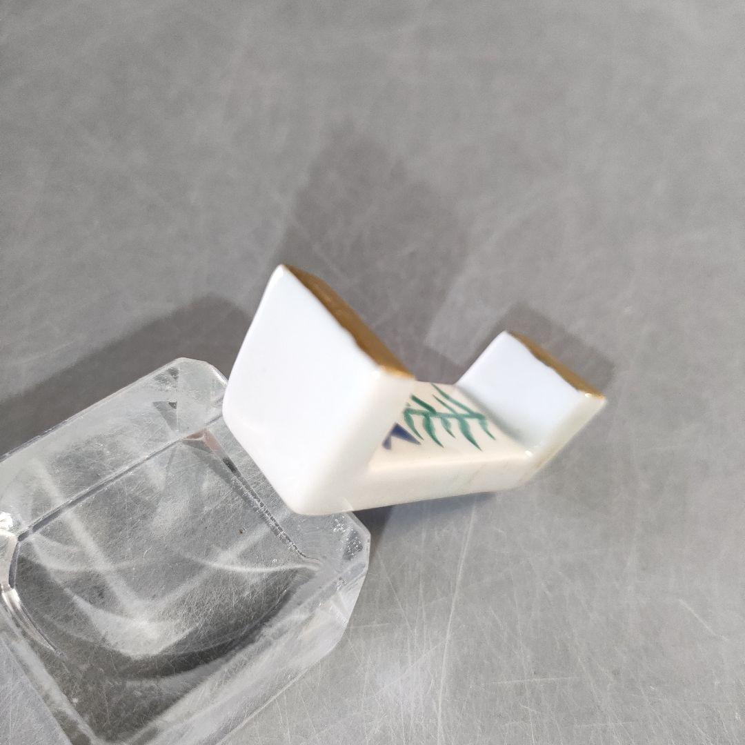 A1267-7/京焼・清水焼/平安岩華 造/色絵花草文絵替箸置5客/共箱/和食器