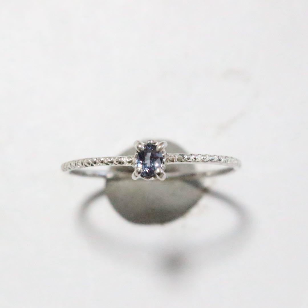 青紫色キラ✴︎カラーチェンジガーネット細身両サイドミル打ちシルバーリング11号