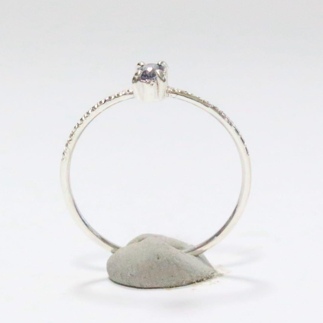 青紫色キラ✴︎カラーチェンジガーネット細身両サイドミル打ちシルバーリング11号