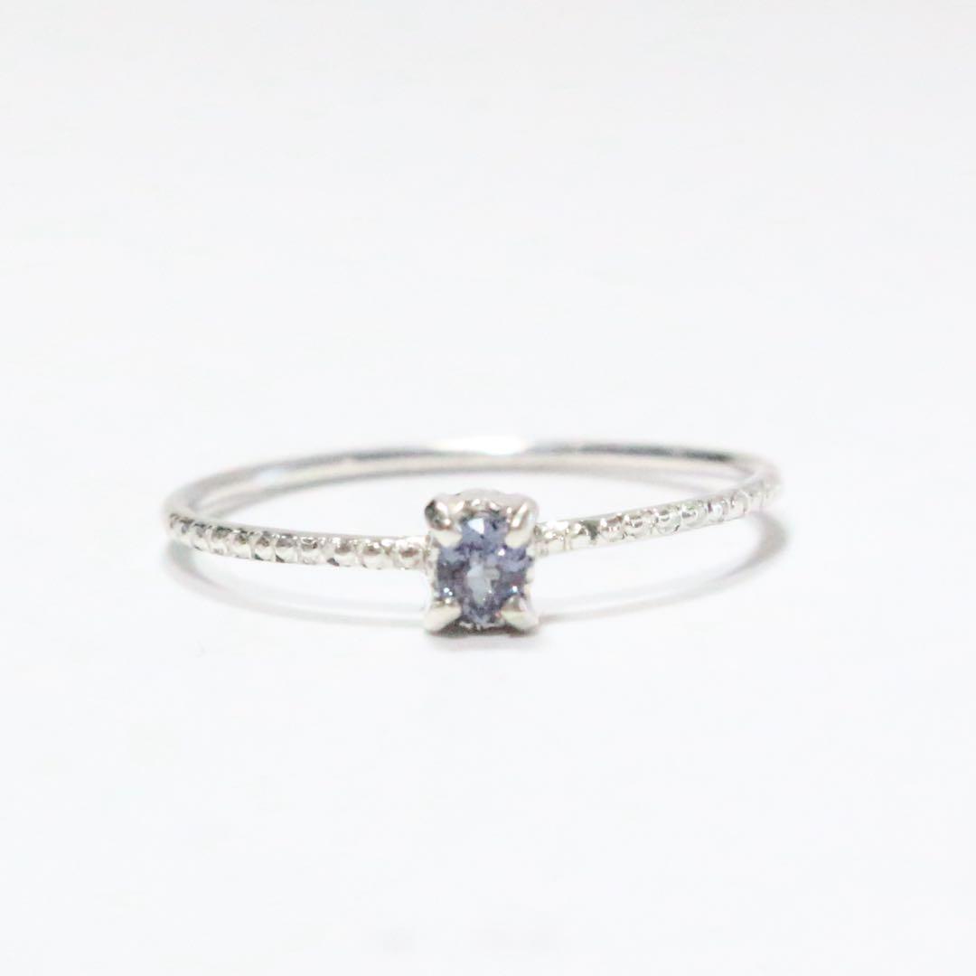 青紫色キラ✴︎カラーチェンジガーネット細身両サイドミル打ちシルバーリング11号