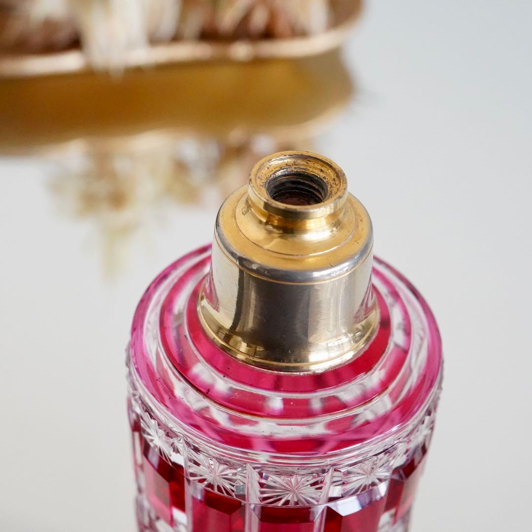 金赤被せ★オールドバカラ ディアマン エトワール 星型カット香水瓶★アトマイザー