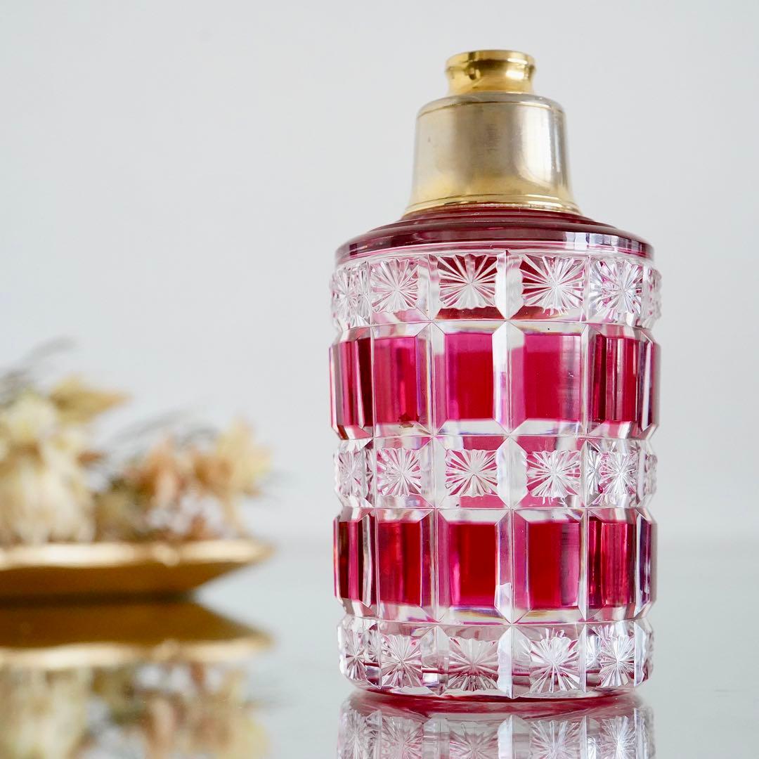 金赤被せ★オールドバカラ ディアマン エトワール 星型カット香水瓶★アトマイザー
