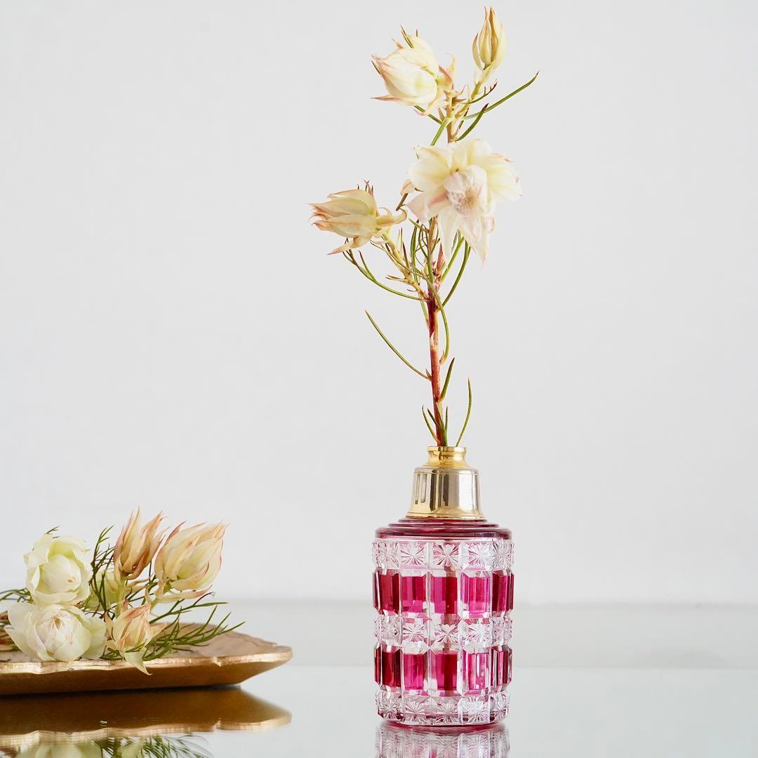 金赤被せ★オールドバカラ ディアマン エトワール 星型カット香水瓶★アトマイザー