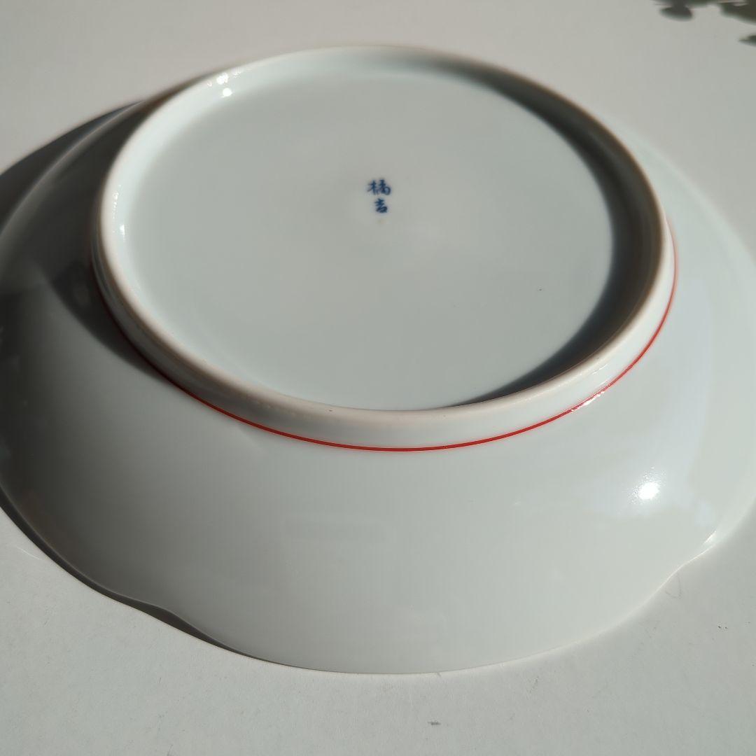 たち吉　赤絵花鳥　中皿　5枚セット　輪花皿　古伊万里　和皿　鳳凰　橘吉