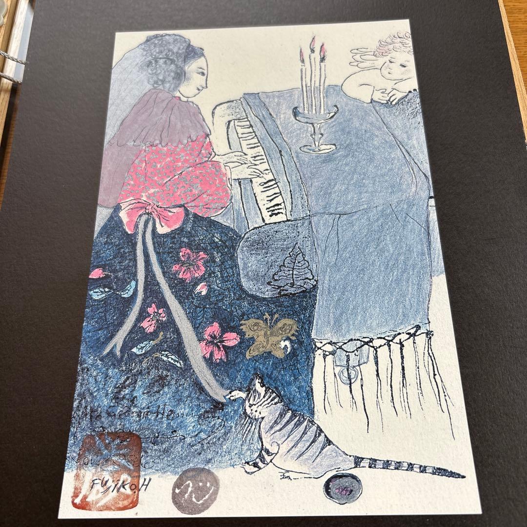 フジ子ヘミング ノクターン ピアノ ネコ 朱印 アート エンジェル ドレス