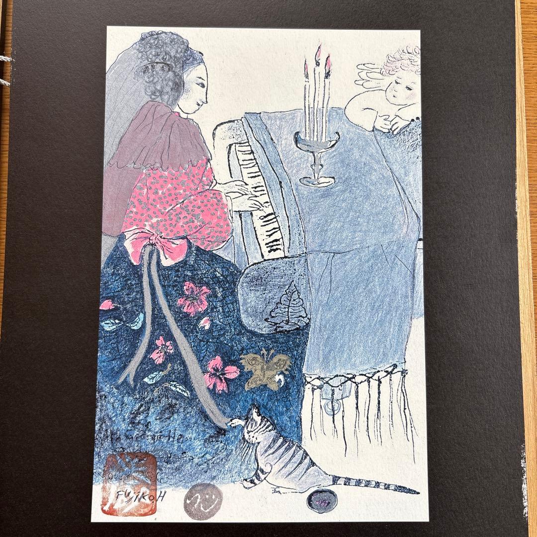 フジ子ヘミング ノクターン ピアノ ネコ 朱印 アート エンジェル ドレス