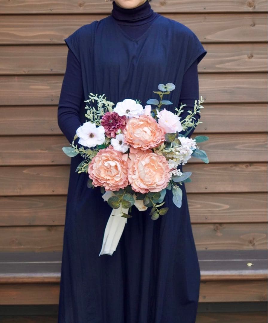 ✿おしゃれなアンティークピンク　ピオニーナチュラルブーケ （造花）新品　未使用品